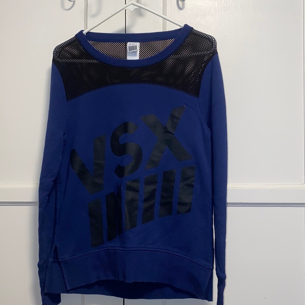 Victoria Secret VSX Small Blue Black Logo Sweater